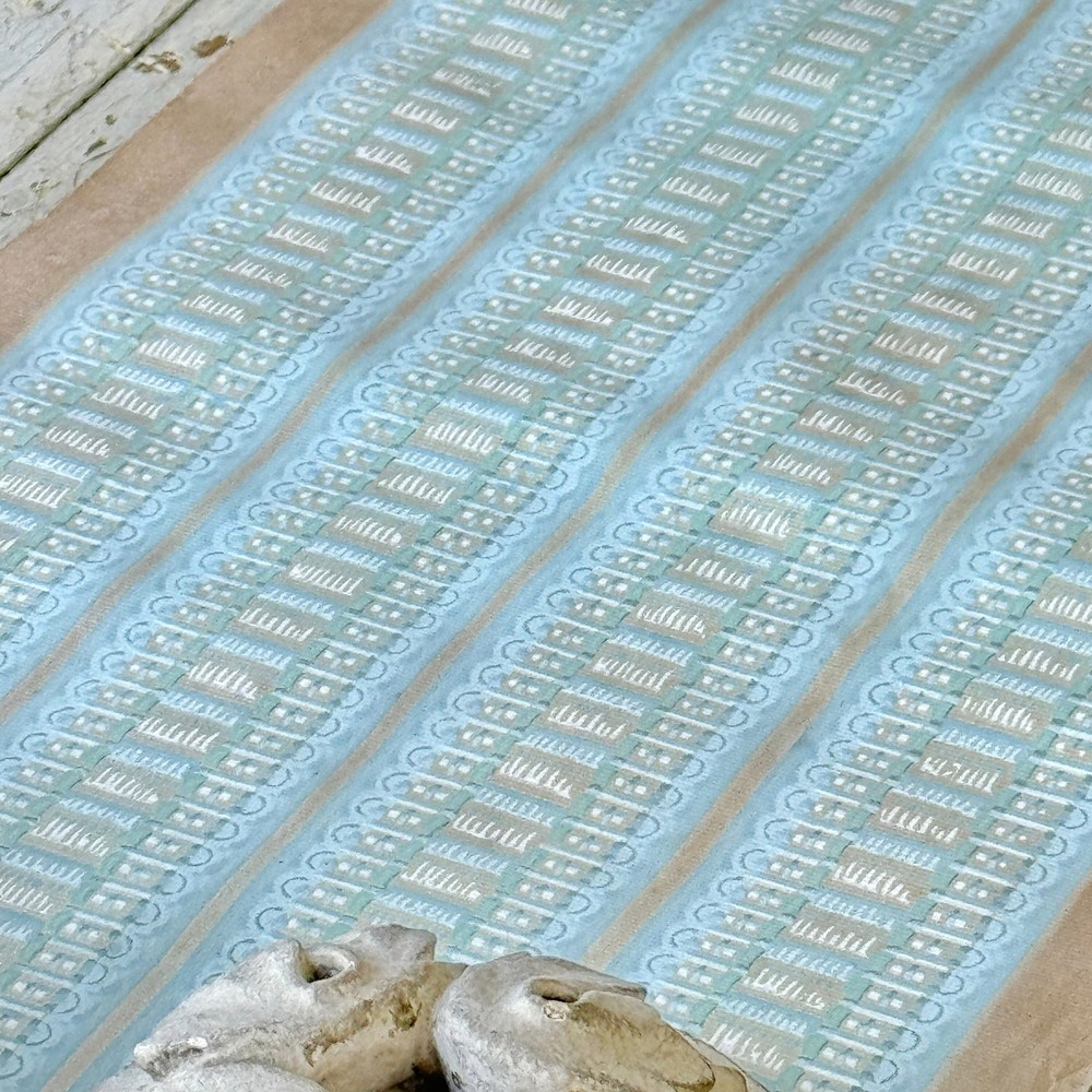 3.8 yards baby blue 1920 Antique Wallpaper French Art Deco The Textile Trunk co