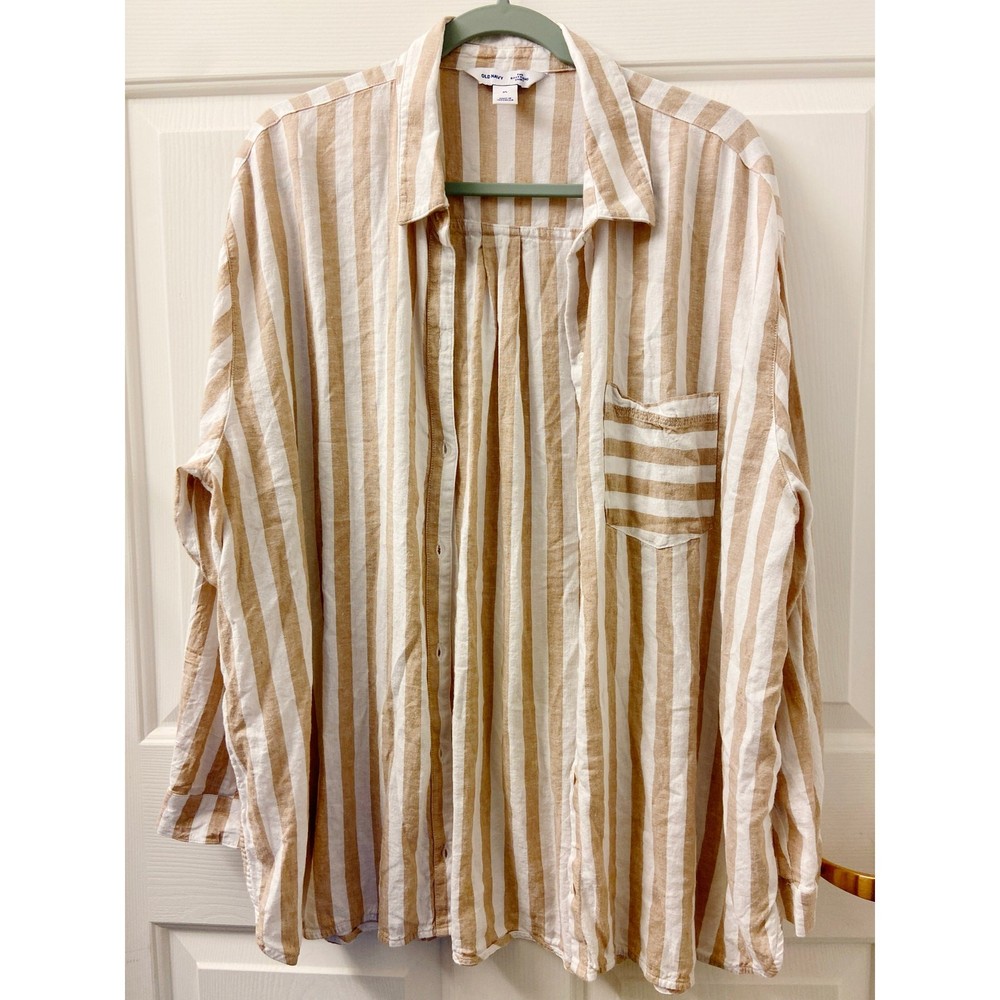 Linen Blend Boyfriend Shirt