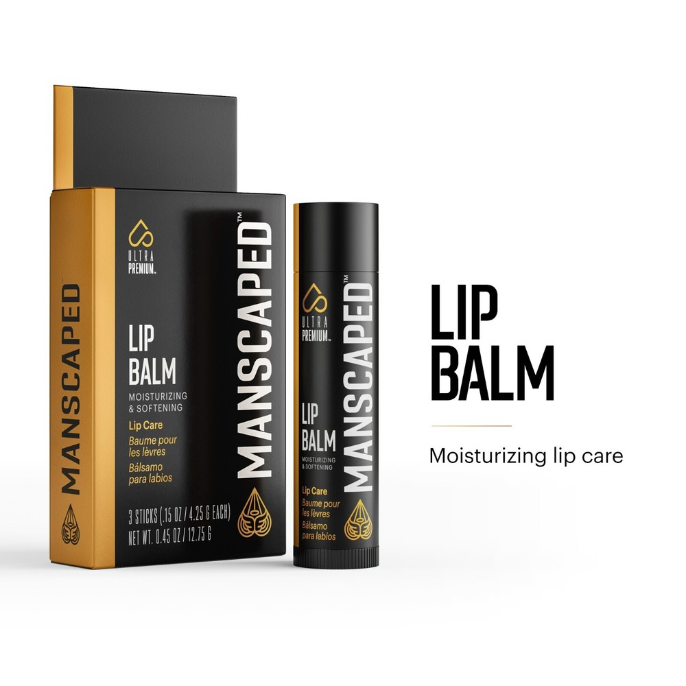 MANSCAPED® Moisturizing and Soothing Lip Balm, Infused with Vitamin E (3-Pack)