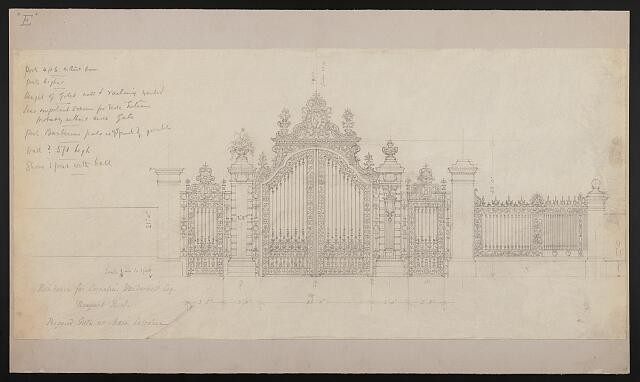 Newport Rhode Island 1892-1895 Breakers Proposed Main Gate Elevation Vanderbilt