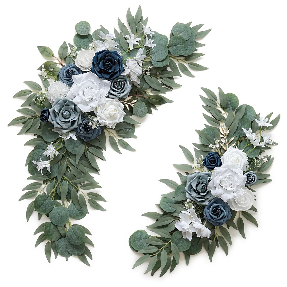 Dusty Blue Flower for Wedding Welcome Signs Decorations, Artificial Wedding A...