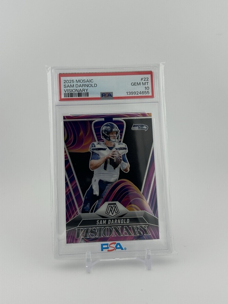 2025 Sam Darnold #22 Visionary Prizm Case Hit SSP Seahawks PSA 10