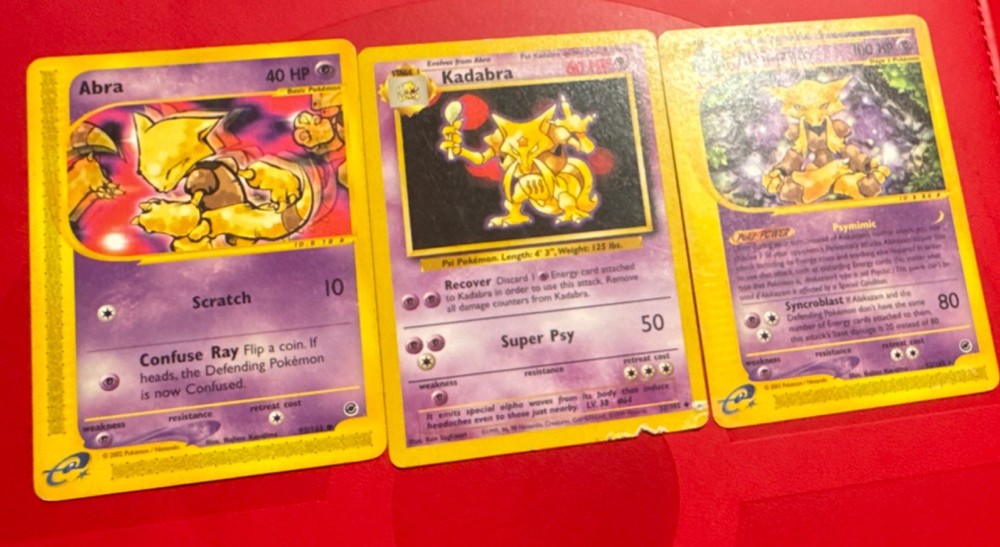 Pokemon TCG Expedition Psychic Abra Kadabra Alakazam 3-Card Lot 2002 English-image