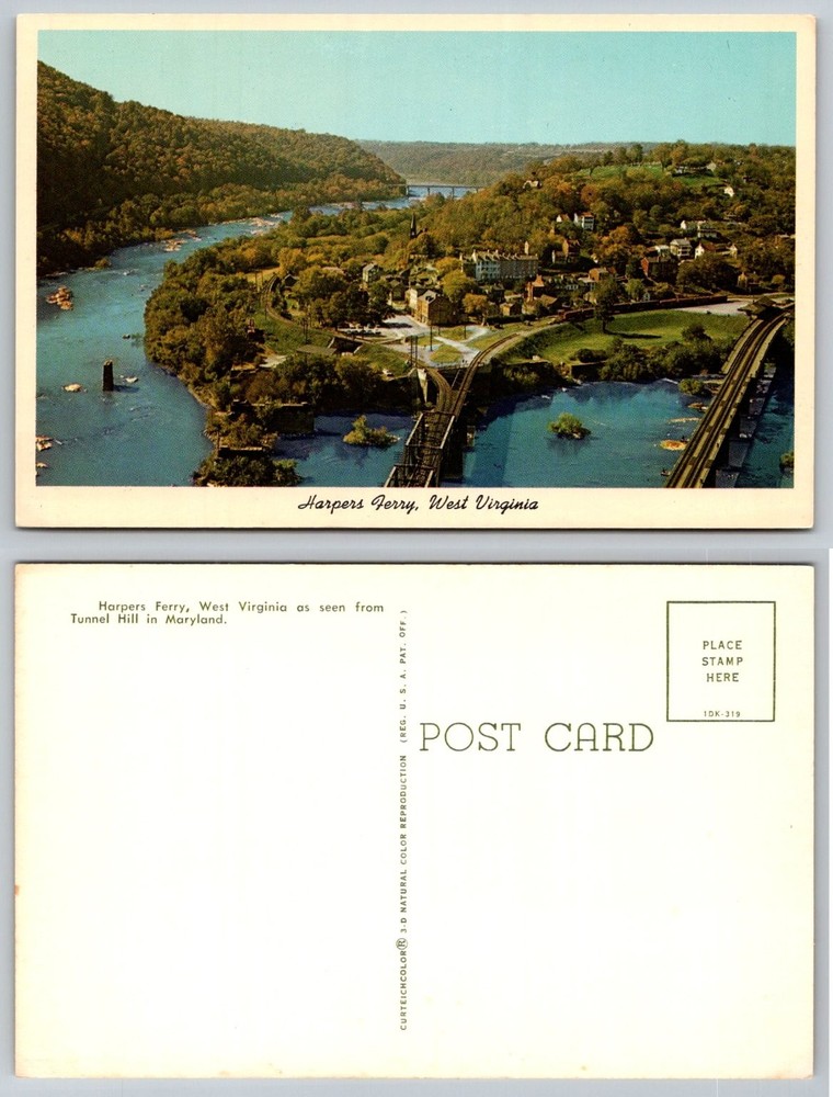 Harpers Ferry WV Scenic View Potomac River Curteichcolor Chrome Postcard