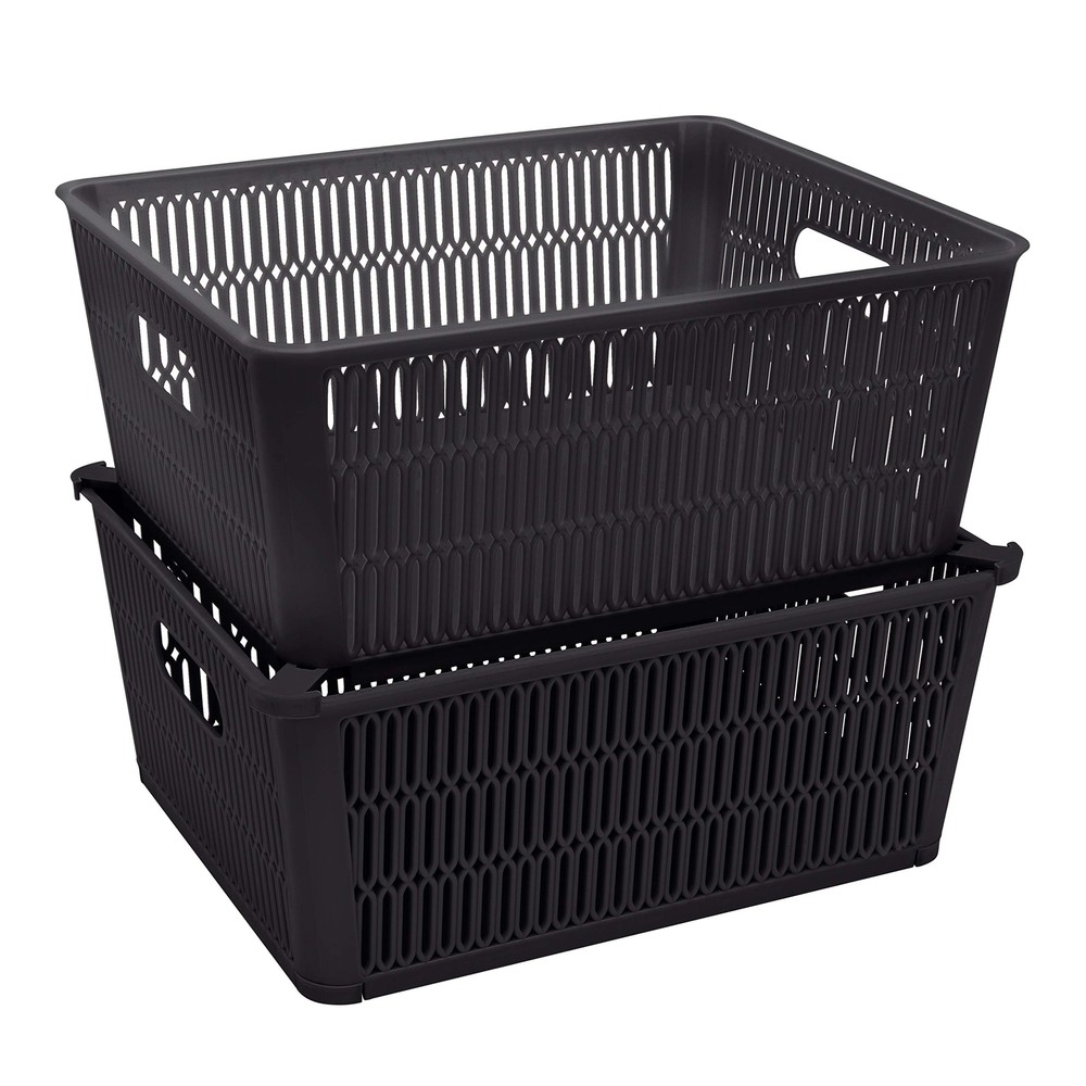 2Pk Large Slide 2 Stack It Tote Basket | Storage & Organization | Open Bins w...