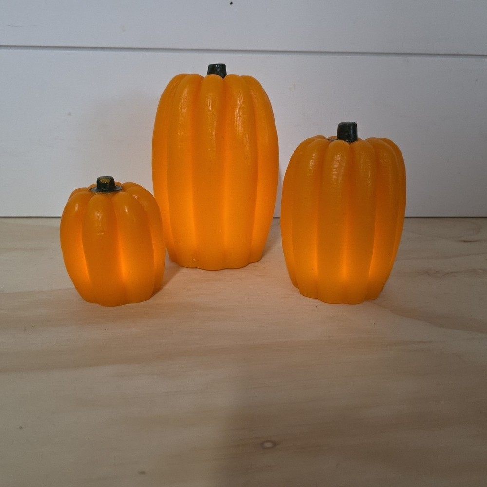 LED Orange Wax Pumpkin Lights Flickering Night Light Home Decor Halloween Decor