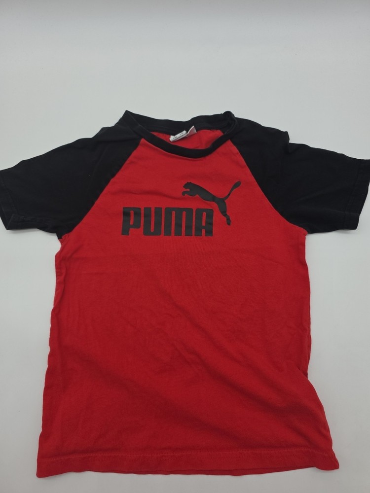 Puma T-Shirt Youth Boy Small Graphic Print Logo Red..#42256