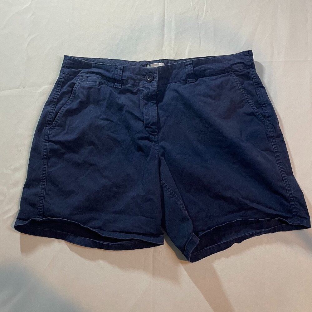 Crown & Ivy Charlotte Shorts Womens Size 10 Navy Blue Boyfriend Chino Preppy