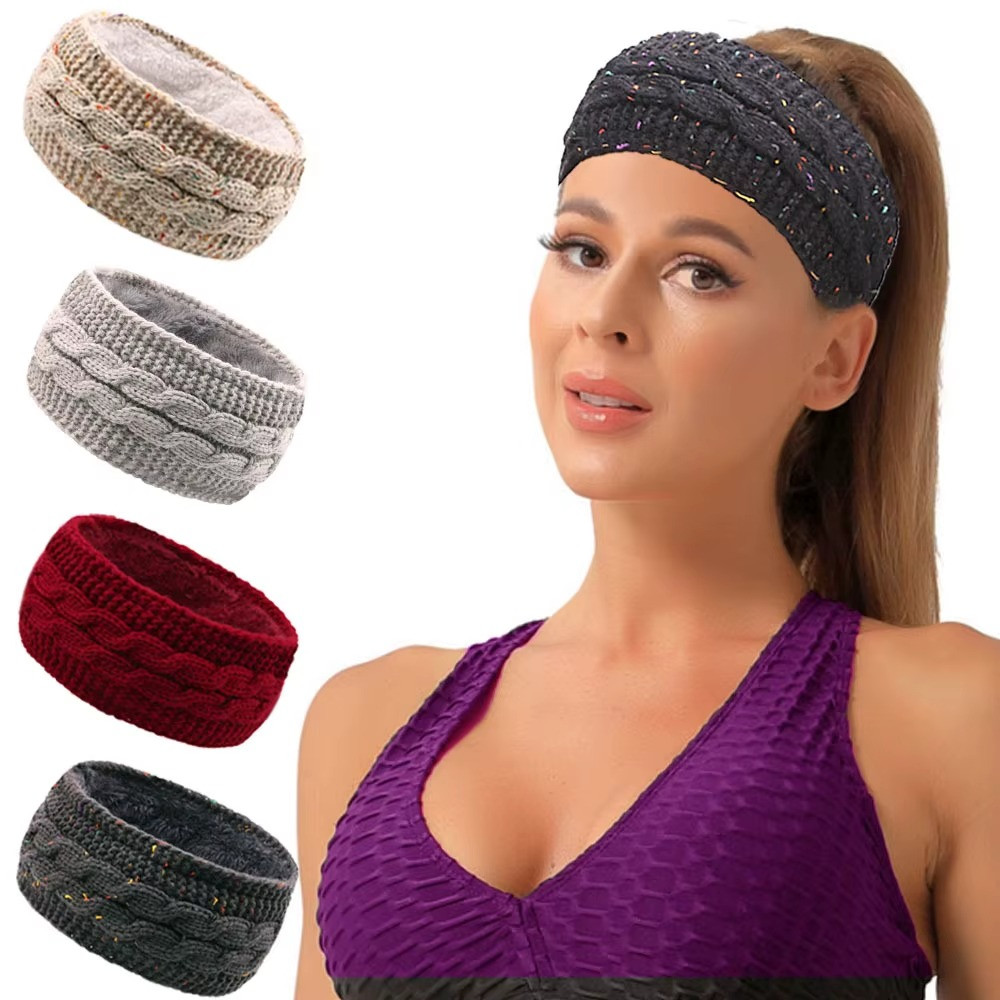 Winter Warm Ear Warmer Knit Thermal Braid Headband Stretch Ear Cover For Women