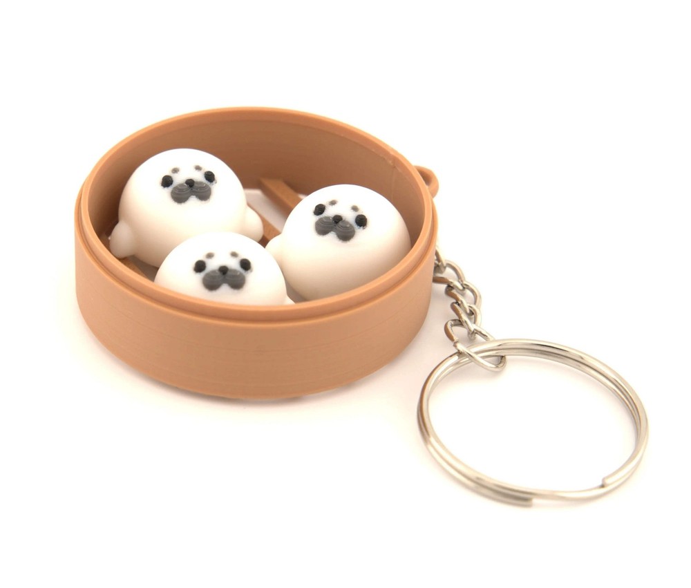 Seal Dim Sum Bun Keychain - Kawaii Bao Charm