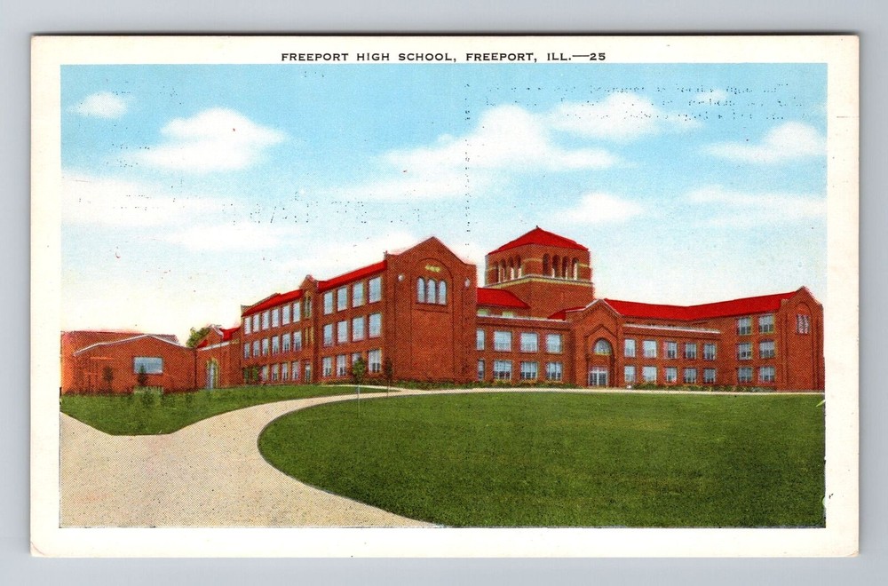 Freeport IL-Illinois, Freeport High School, Antique Vintage Souvenir Postcard