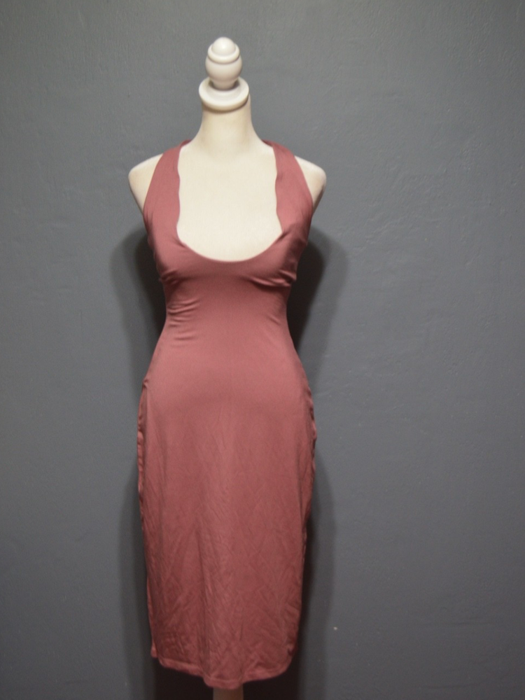 Skims Sz XS Redwood Smooth Lounge Midi Halter Dress