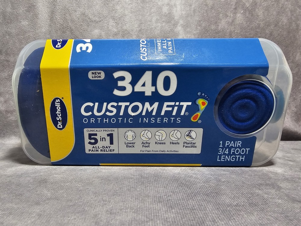 Dr Scholls Custom Fit Orthotic Inserts 340 1 Pr 3/4 Foot Length Pain Relief NEW