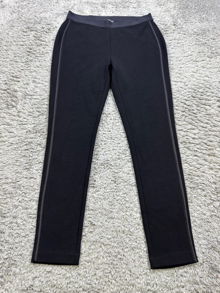 Eileen Fisher Pants Women PS Black Ponte Tencel Stretch Side Stripe Leggings