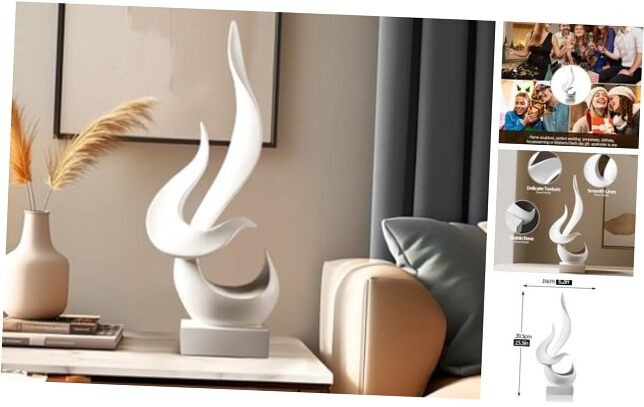 White Modern Flame Statue Abstract Art Home Decor Sculpture-image