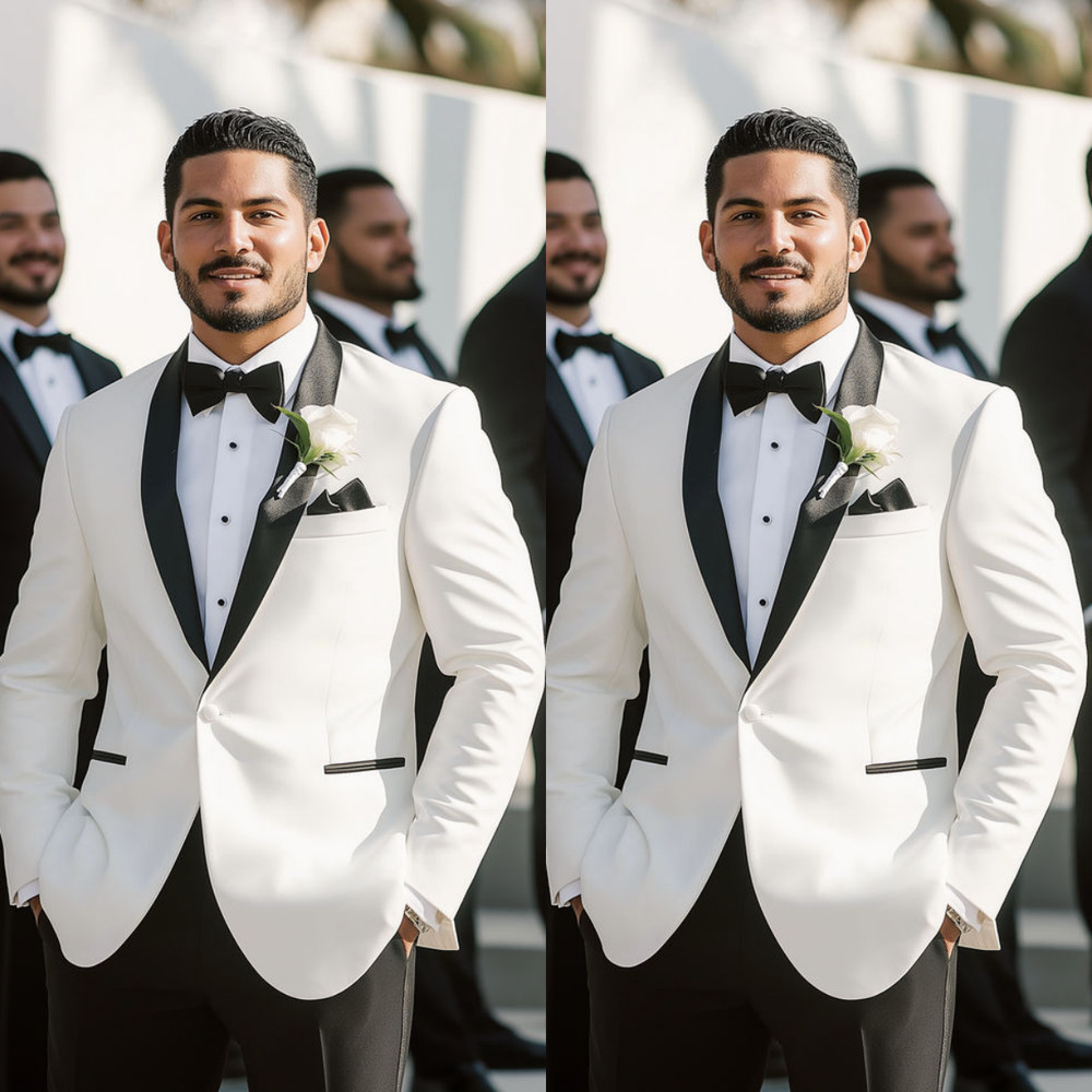 Wedding Men's Tuxedo Shawl Lapel Groommen Suit Bridal Jacket with FREE Bow Tie