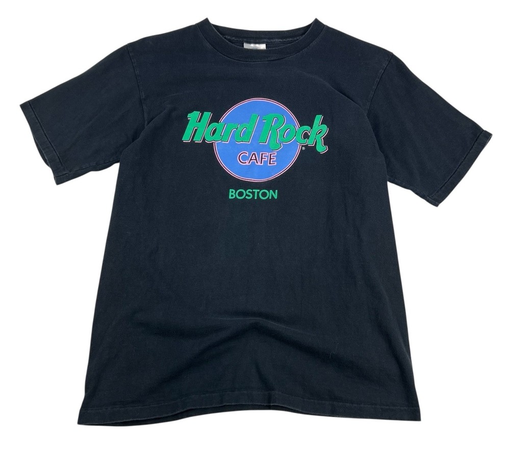 Vintage 90s Hard Rock Cafe Mens Size Medium Black Boston Single Stitch T-Shirt