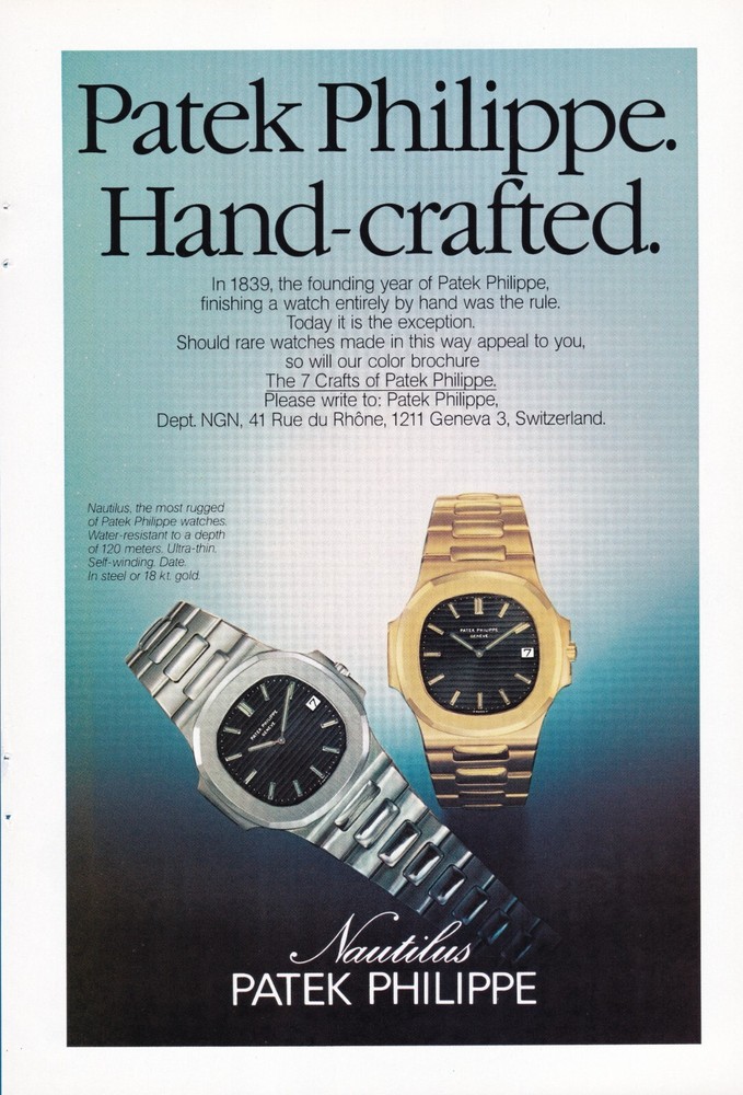 Patek Philippe Nautilus 1979 Original Vintage Print Ad Hand-Crafted Luxury Watch