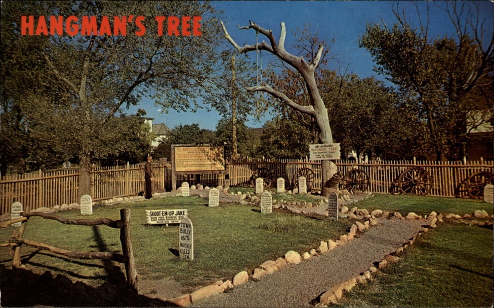 Hangmans Tree Boot Hill Cemetery Dodge City Kansas vintage postcard r264