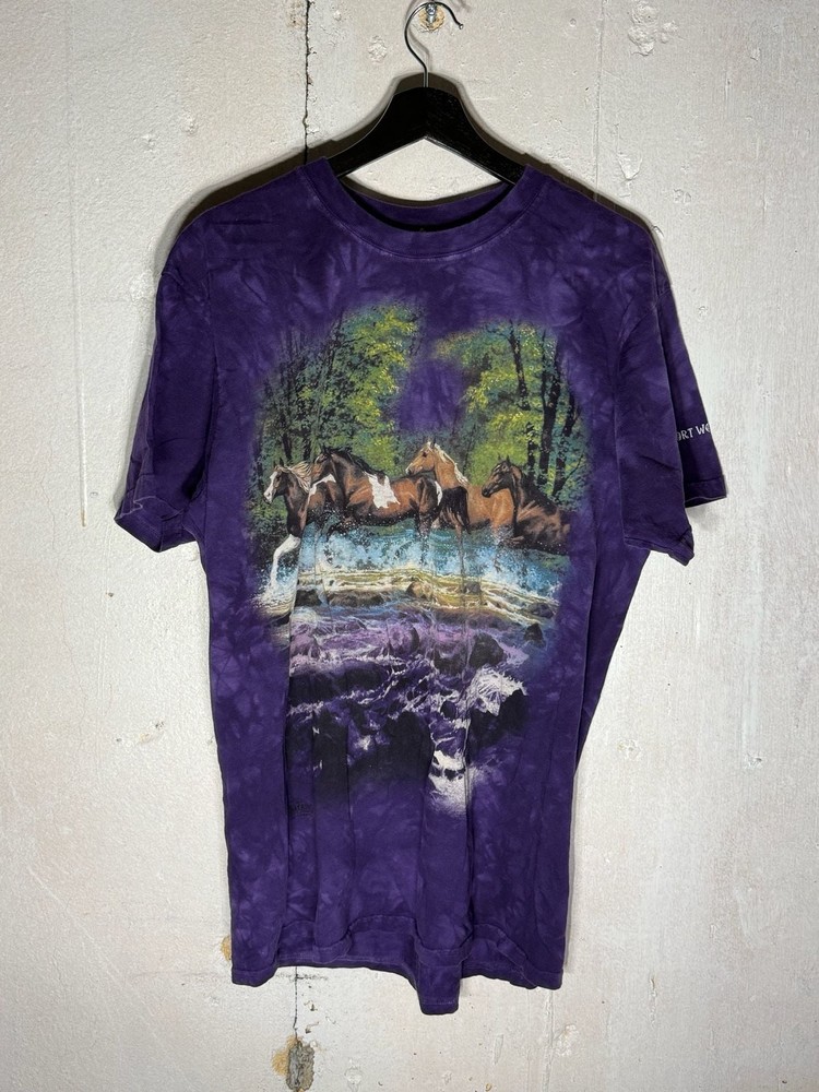 The Mountain Vintage Horses Spring Creek Run Purple Tie Dye T-Shirt Size L