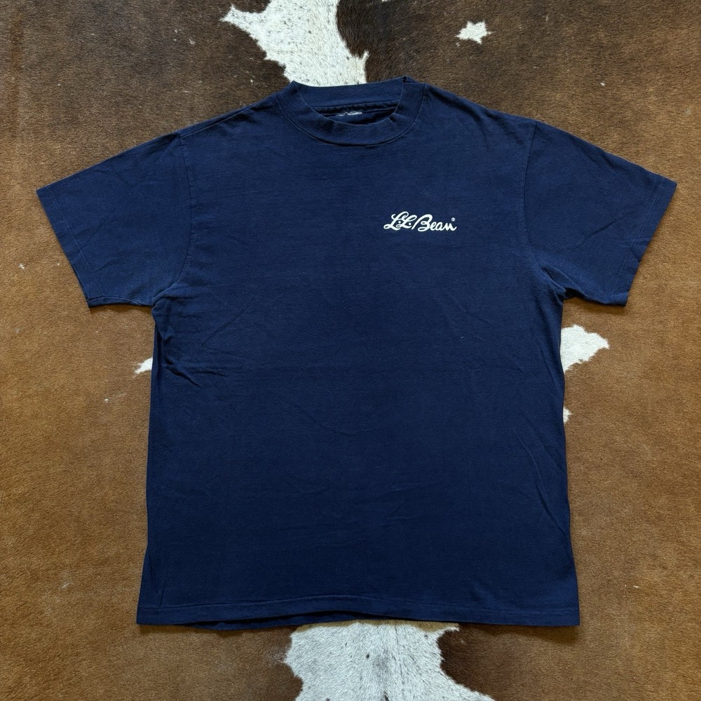 Vintage 80s LL Bean Script Logo T-shirt Single Stitch Made In USA Men’s M