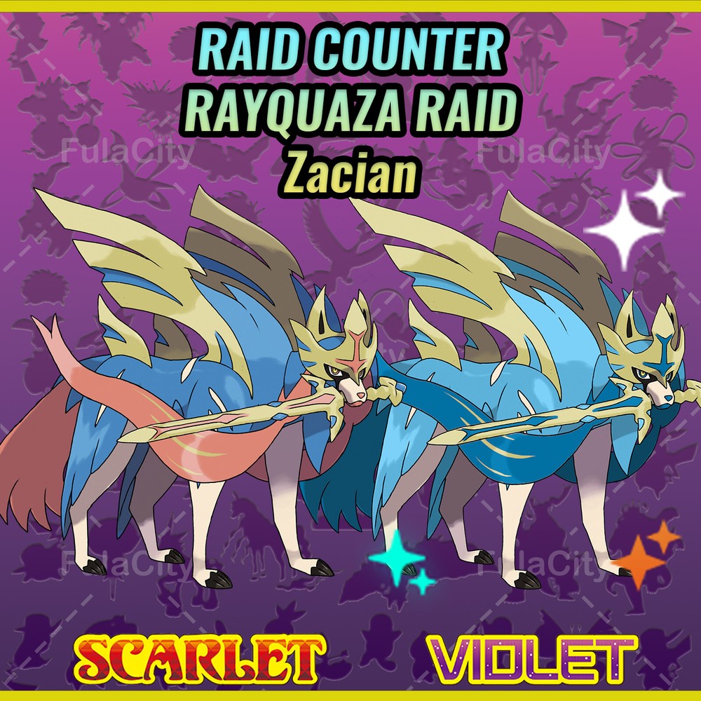 Shiny Zacian Rayquaza Tera Raid Counter for Pokemon Scarlet Violet Custom
