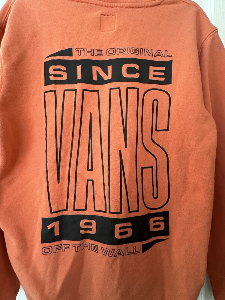 VANS Vintage Sweatshirt Mens Medium Hoodie Pullover Orange Sweater Surf Skate