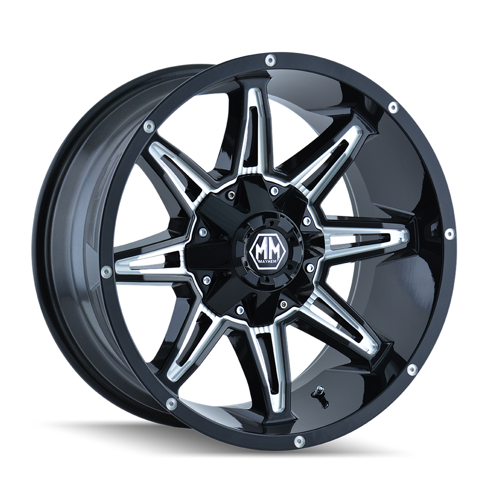 MAYHEM RAMPAGE 8090 GLOSS BLACK MILLED 20X10 6-135/6-139.7 -25MM 106MM