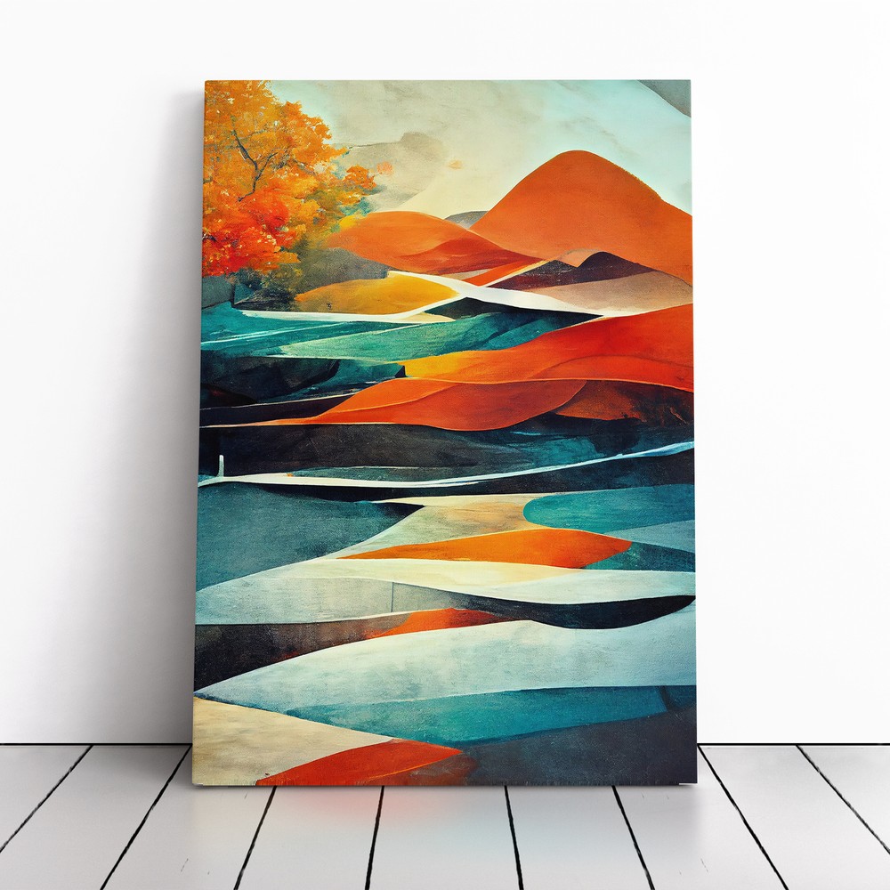 Meadow Landscape Abstract No.2 Canvas Wall Art Print Framed Picture Home Decor