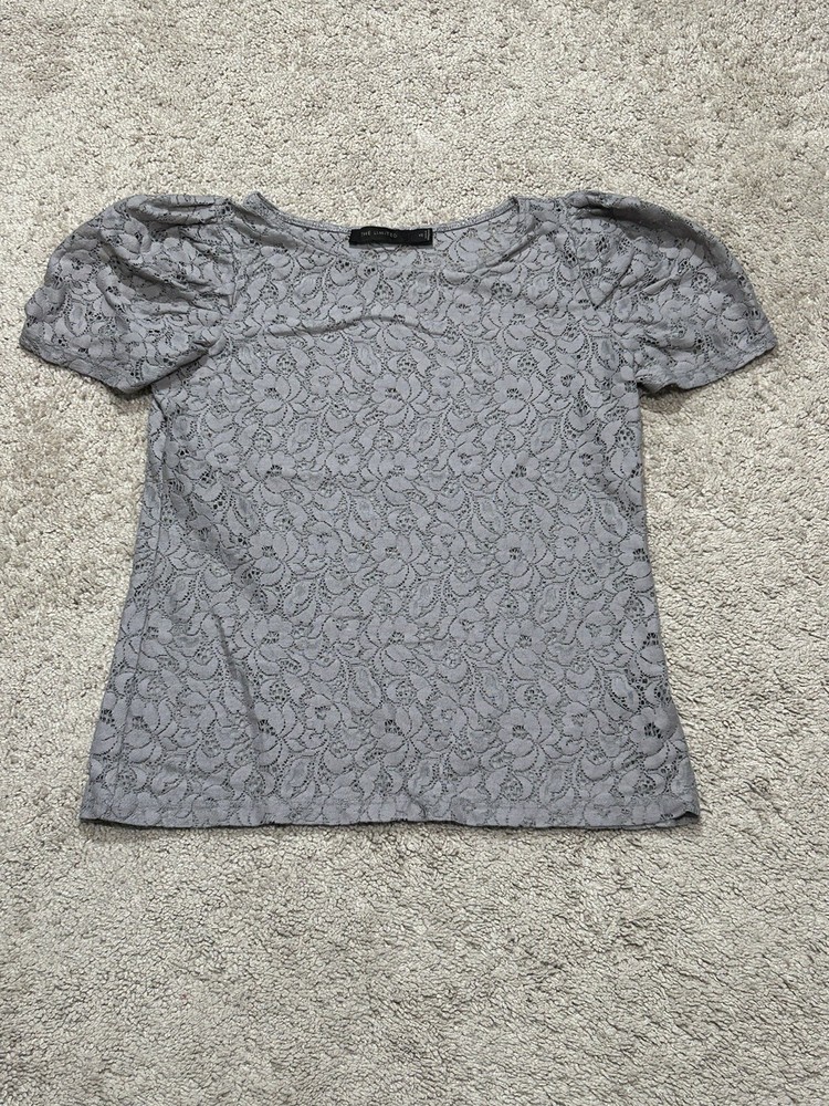 The Limited Womens Shirt Size XS Gray Lace Stretch Classic Dressy