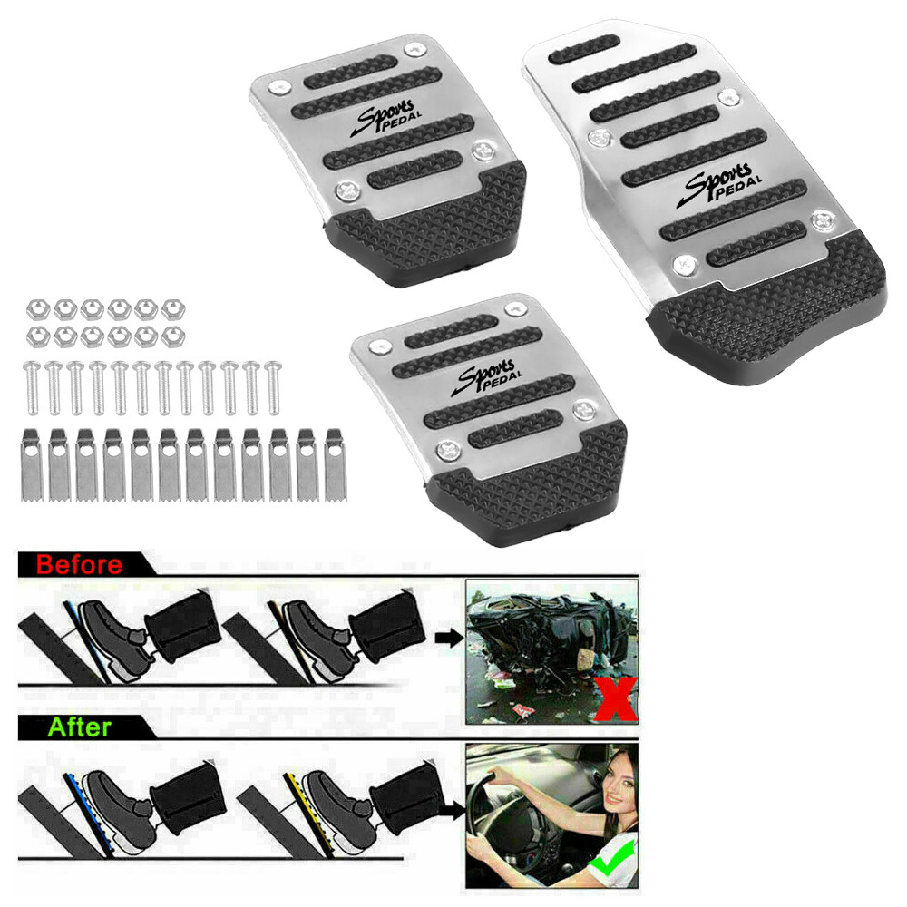 Non-Slip Silver Brake Pedal Cover for Manual Transmission Cars  
