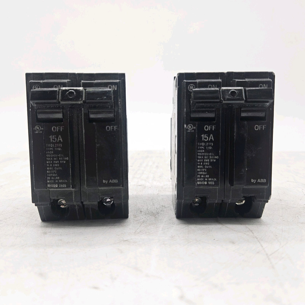 2 Pack GE Q-Line 15 Amp 2 in. 2-Pole Circuit Breaker