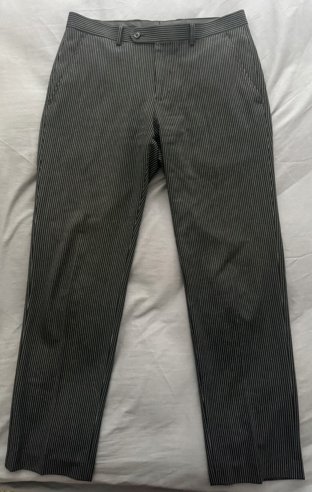 Alfani Mens Slim Fit Dress Pants 32x30 - Black Pinstriped