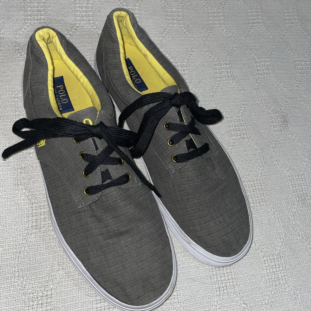 Polo Ralph Lauren Mens Casual Sneakers Size 14 D Gray Canvas Athleisure Outdoor