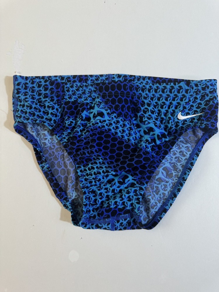 NIKE SOLID Blue POLYESTER HYDRASTRONG COMPETITION Men SWIM BRIEFS Sz 28