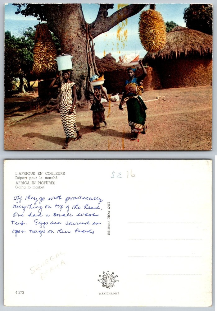 Vintage Senegal Africa Postcard - Women Going to Market - Hoa-Qui Mexichrome