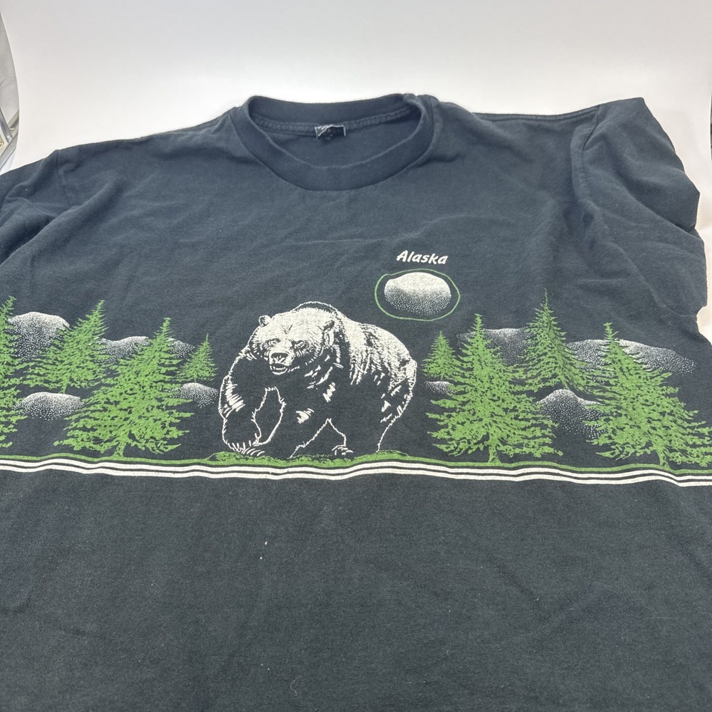 Vintage Sherry's Best Alaska Bear Black  Shirt Size XL Cotton 2 sided