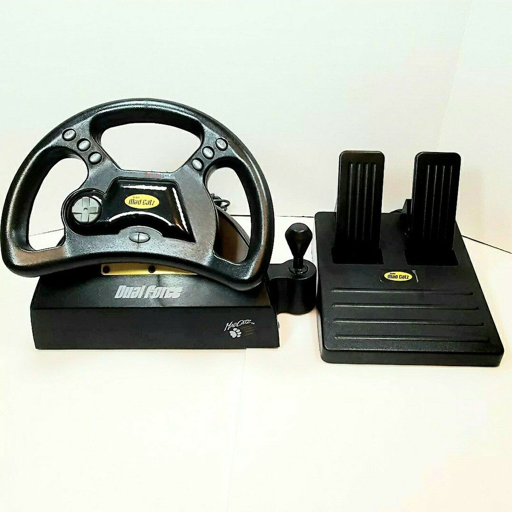 Team Mad Catz Dual Force Racing Steering Wheel/Pedals PS1 For PlayStation