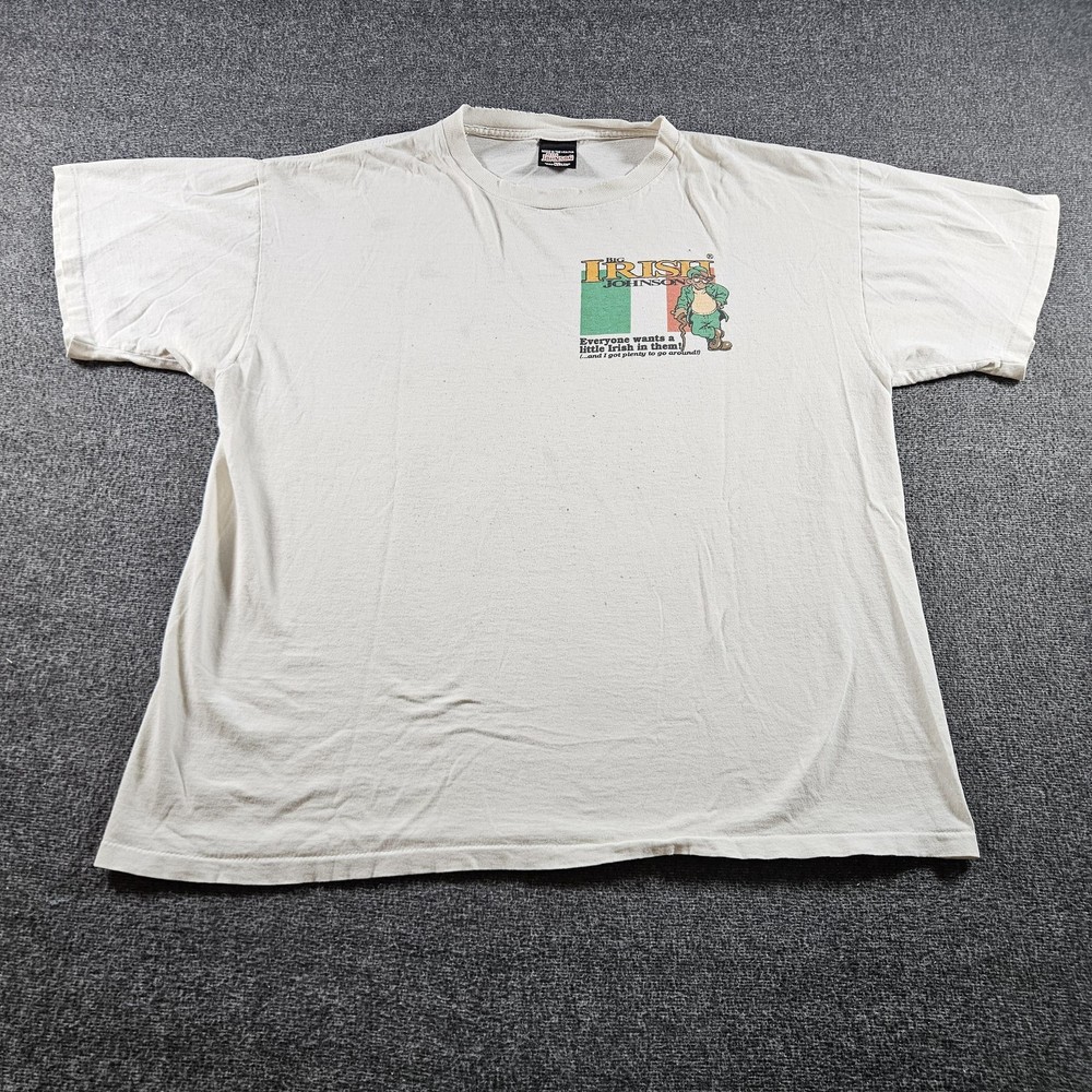 Vintage Big Johnson Shirt Mens XL White Big Irish Johnson St Patricks Tee 1997