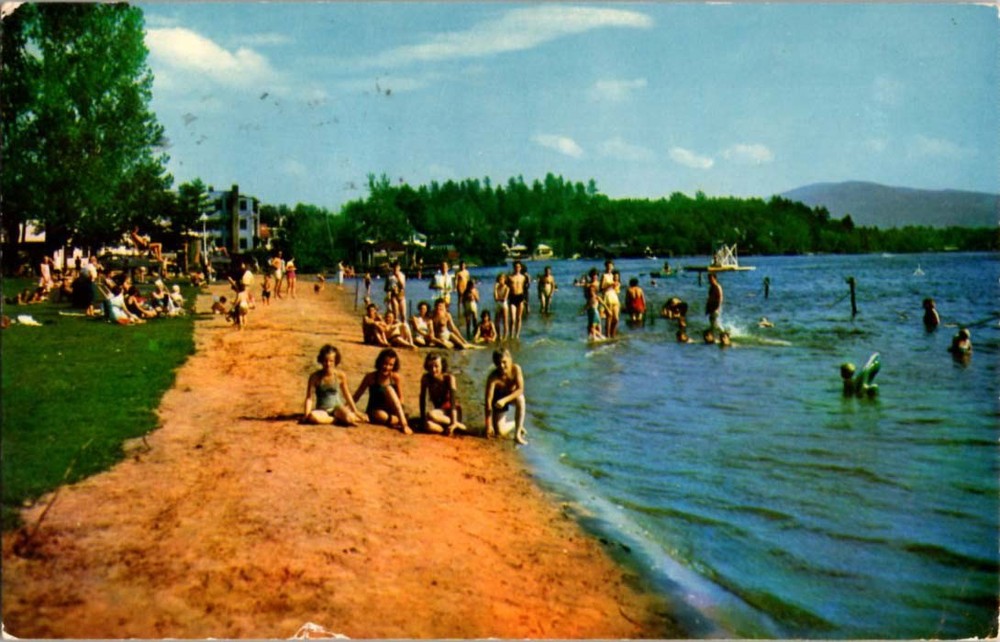 Pre-1980 BEACH SCENE Adirondacks - Saranac Lake New York NY m/14 BB9579