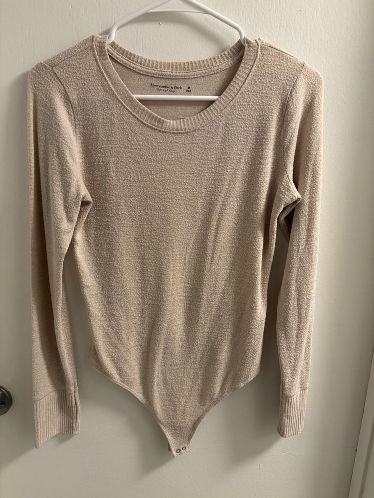 Abercrombie And Fitch Long Sleeve Beige Body Suit