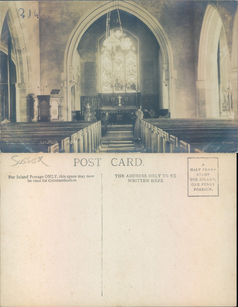 Church interior unidentified location Architecture Religious Real Photo RPPC