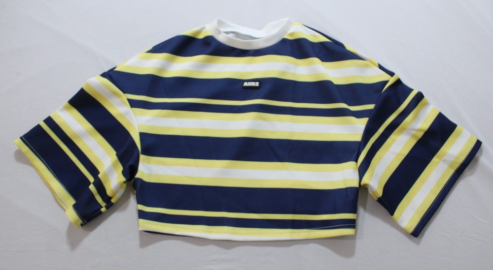 AiiRZ Womens Short Sleeve Striped Oversized Cropped T-Shirt AC2 Multicolor Large