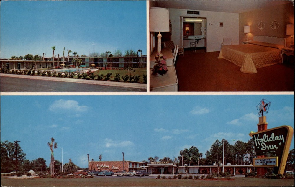 Waycross Georgia Holiday Inn pool multiview room exterior ~ unused postcard