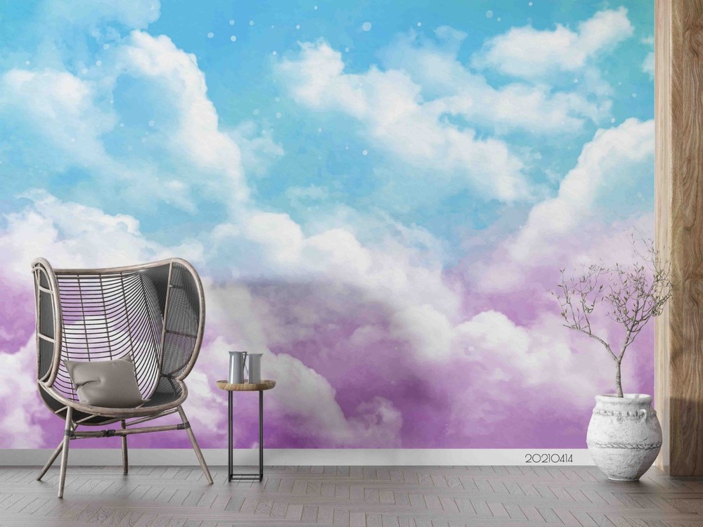 3D Sky Clouds Watercolor Wall Murals Wallpaper Murals Wall Sticker