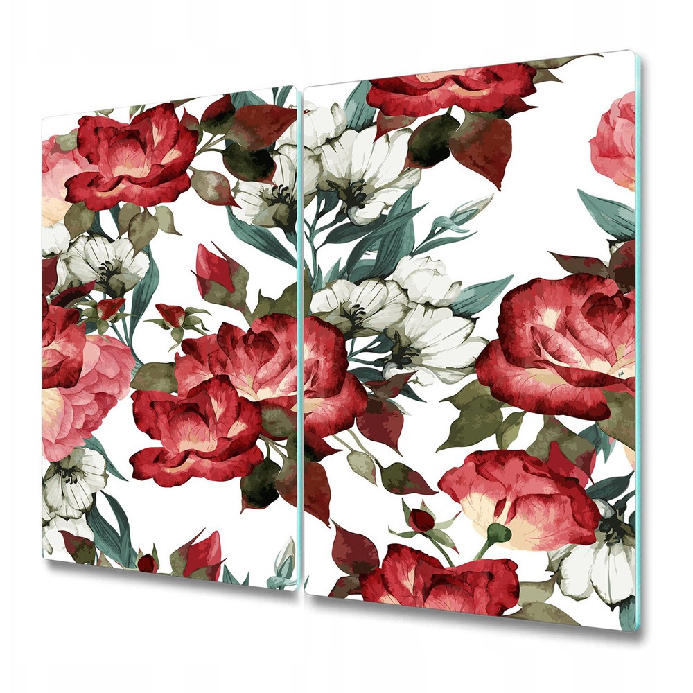 Glass Chopping Board Watercolour Roses Romantic Elegant Flowers Floral 2x30x52