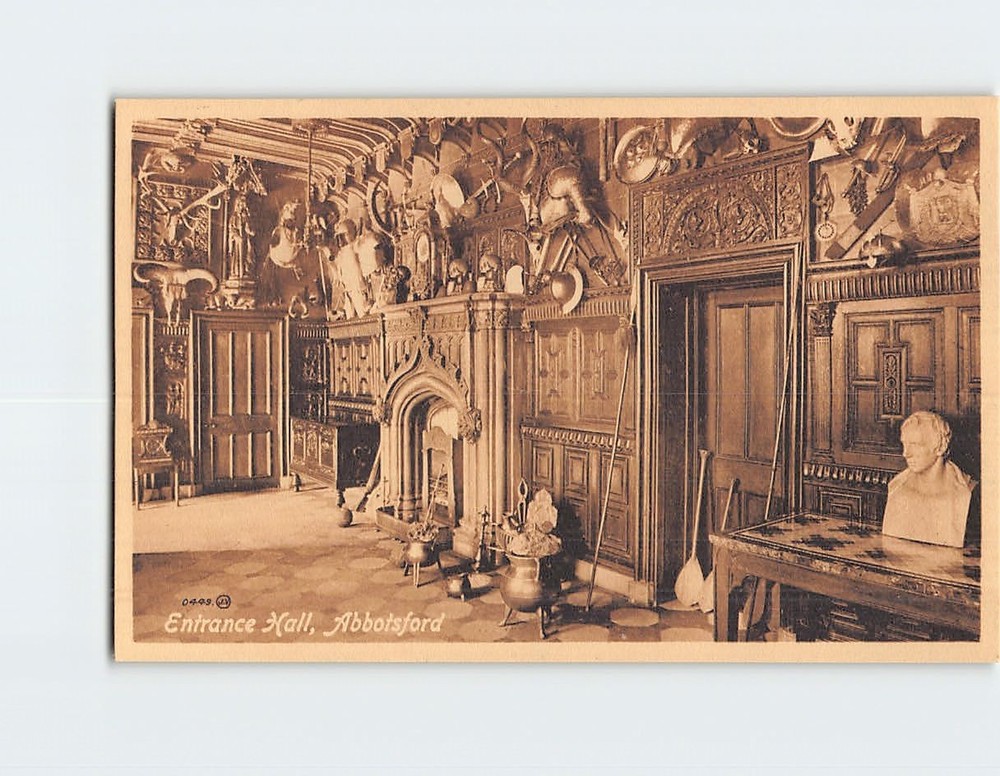Postcard Entrance Hall Abbotsford Melrose Scotland