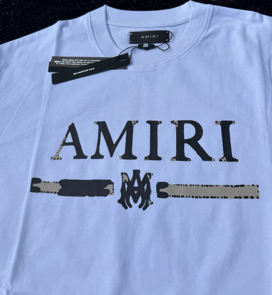 AMIRI White Logo Graphic Cotton Jersey T-Shirt Men's M Crew Neck Short Sleeve