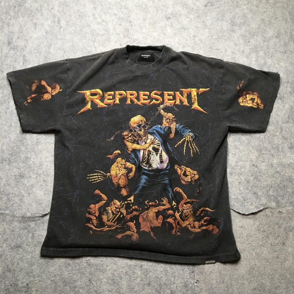 Represent Megadeth Shirt Mens Large Black Graphic Skeleton Horror Metal Band Tee
