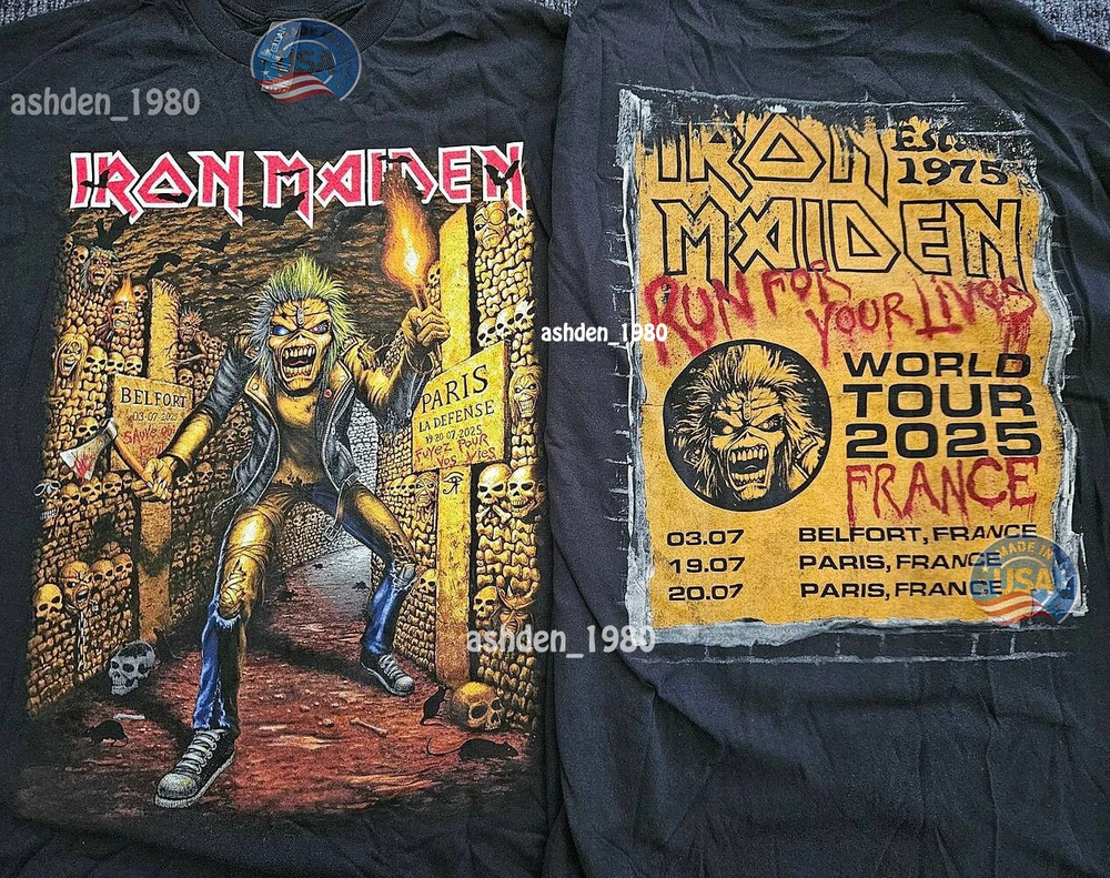 Iron Maiden Run For Your Lives Jul 19-20, 2025 Paris, FRANCE T-Shirrt